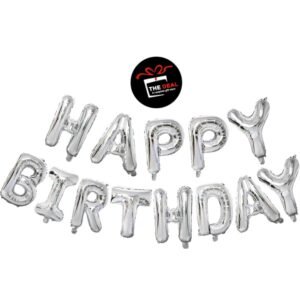 Silver Colour Happy Birthday Foil Balloon Banner Set